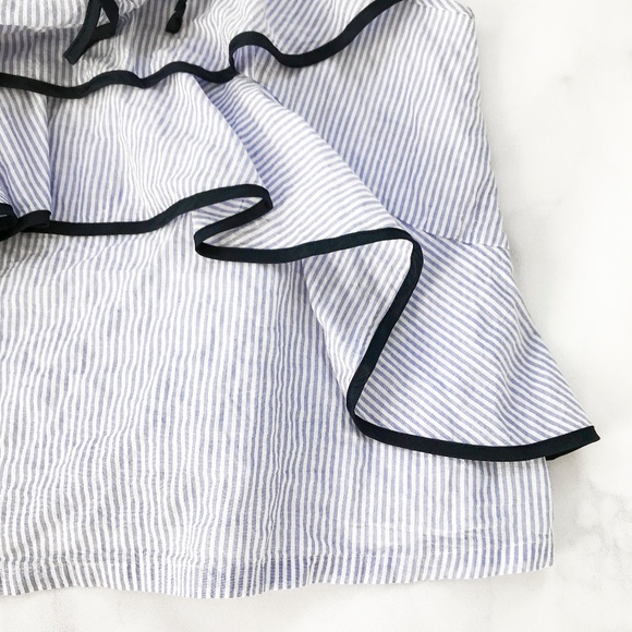 J. Crew Petite Tipped Ruffle Top in Stripe - Picture 4 of 8